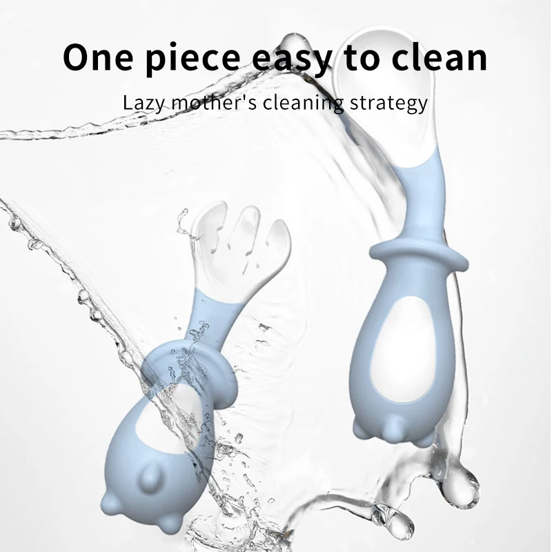 

Silicone Spoon for Baby Utensils Set Auxiliary Food Toddler Learn To Eat Training Bendable Soft Fork Infant Children Tableware