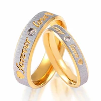 forever love couple rings smooth stainless steel zircon gold simple girl women men lovers wedding ring jewelry engagement gifts