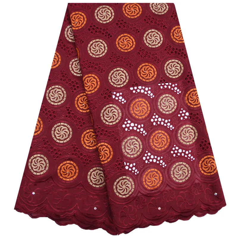 

New Arrival Nigerian Swiss Voile Lace In Switzerland Royal Blue African Swiss Cotton Lace Fabric With Stones Holes For Sew F1744