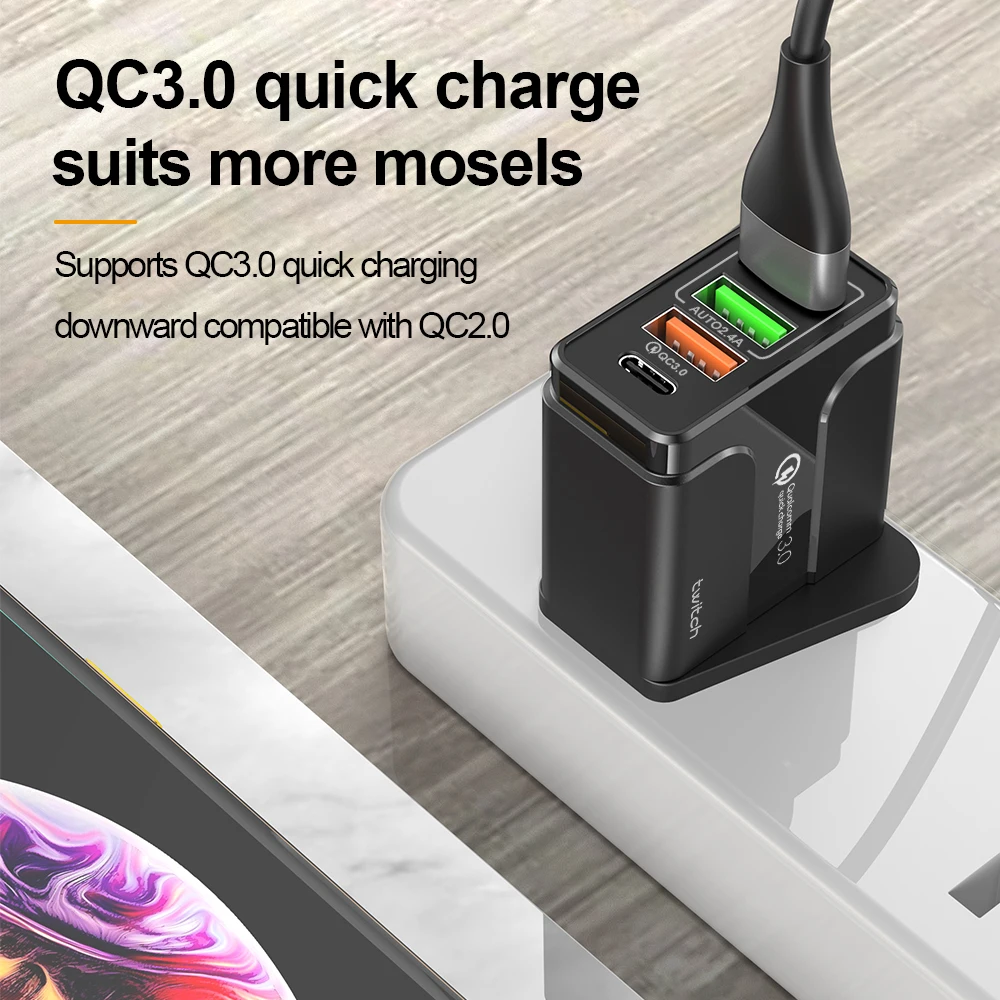 Зарядное устройство USB Twitch 3A Fsat быстрая зарядка QC 3 0 зарядное стандарта США ЕС