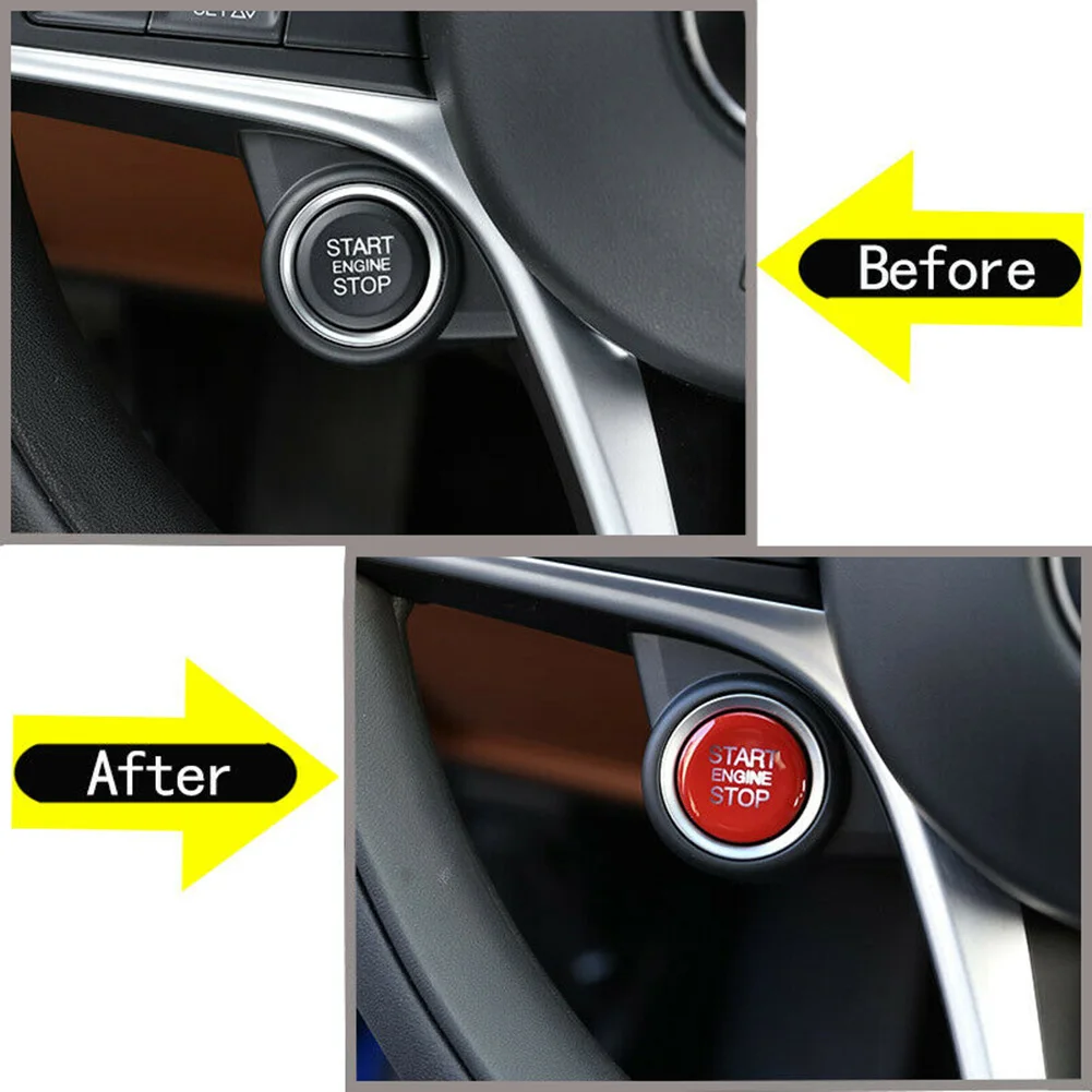 

Car Start Engine On/Stop Cover Trim Red For Romeo Giulia Stelvio 2017-20 Push Button Sticky Cover Car Interior Auto Accessories
