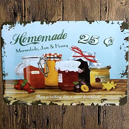 

Original Retro Design Homemade Honey Tin Metal Signs Wall Art | Thick Tinplate Print Poster Wall Decoration for Kitchen