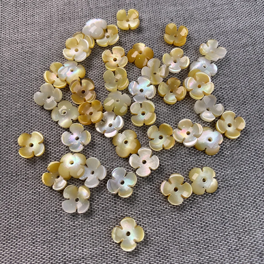 

10Pcs Shell Beads Carved-flowered Exquisite Yellow Loose Shell For Jewelry Making Bracelet Earring Handiwork Sewing Accessory