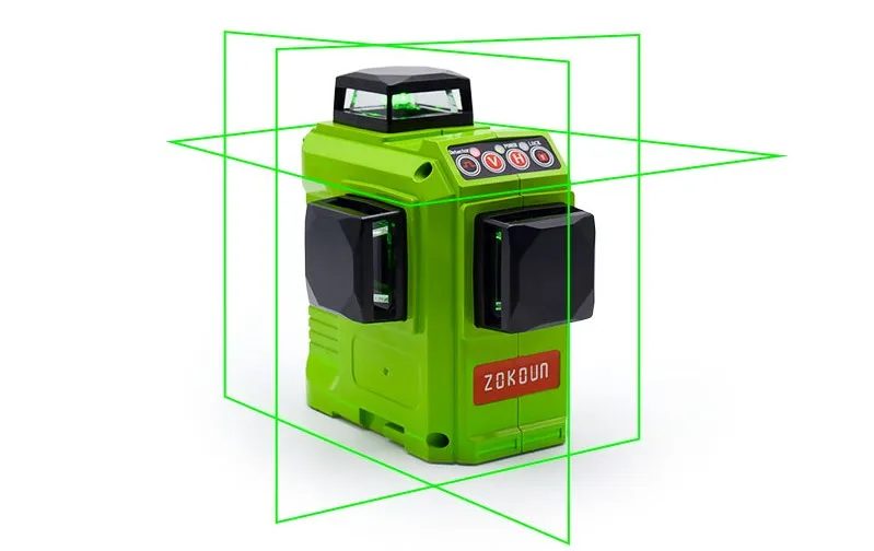 Zokoun CE сертифицированный 3x360 зеленый лазерный уровень линий с батареей 5200 мАч и горизонтальными и вертикальными линиями, работающими отдельно