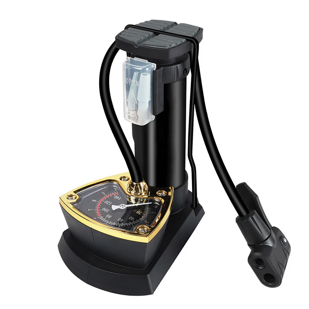 

140 PSI High Pressure Foot Pump Bicycle Pump MTB Road Bike With Gauge Hose Cycling Floor Air Inflator Fits Presta Schrader Valve