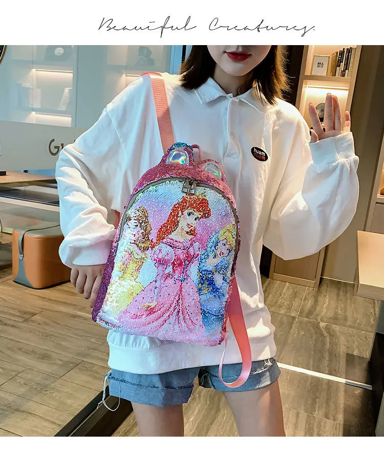 Дисней рюкзак блестки Белоснежка Детская сумка девочка мультфильм принцесса замороженный милый рюкзак