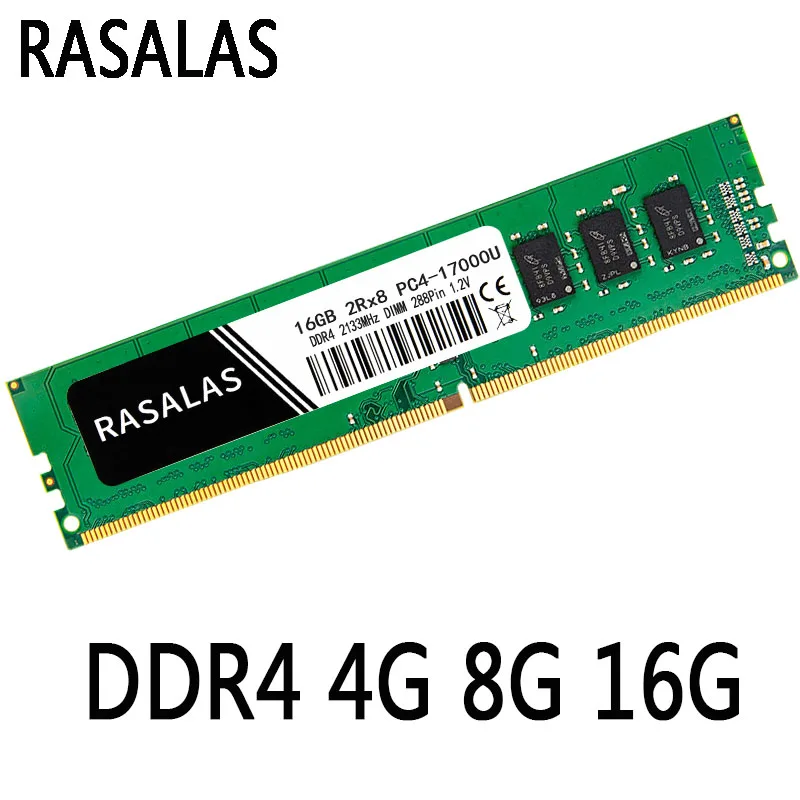 Оперативная память для настольного ПК Rasalas, 4 ГБ, 8 ГБ, 16 ГБ, Nамять DDR4 DDR3 2133 2400 МГц PC4L 10600U 12800 21300U 1,2 1,5 в, ОЗУ для настольного ПК, 288 Pin