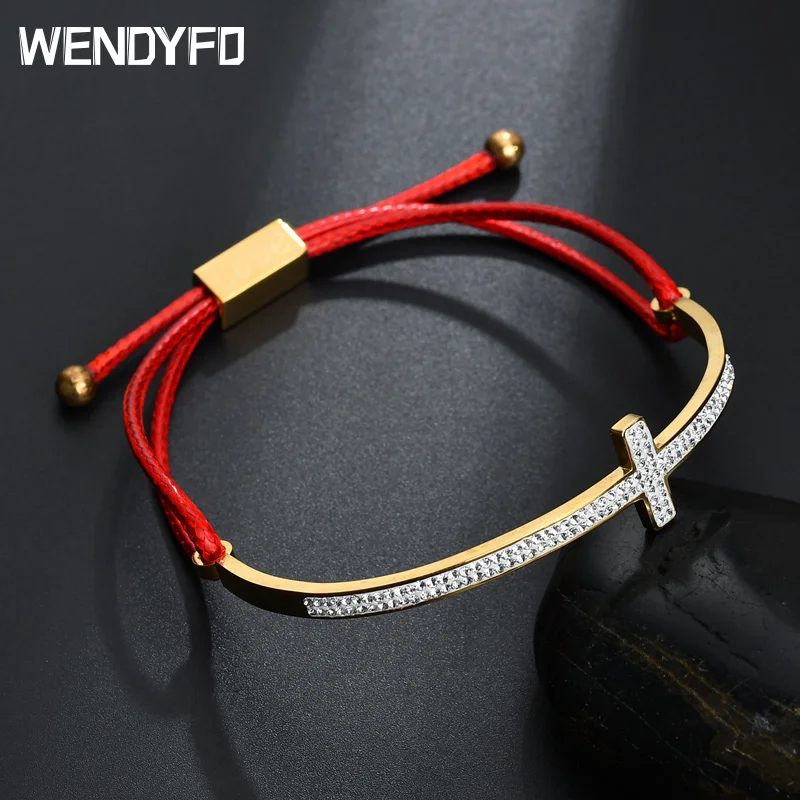 Женский и мужской браслет WENDYFO из нержавеющей стали золотистого цвета с