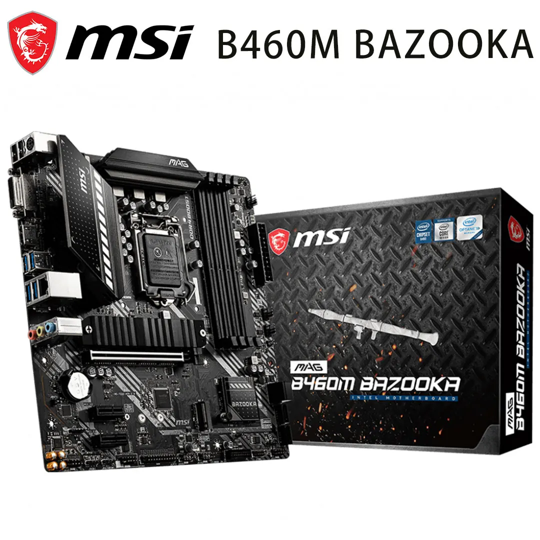 Billig Motherboard MSI B460M BAZOOKA LGA 1200 DDR4 Speicher 128GB PCI-E 3,0 M.2 2021 Neue Desktop Micro ATX Intel B460 Mainboard Dropship