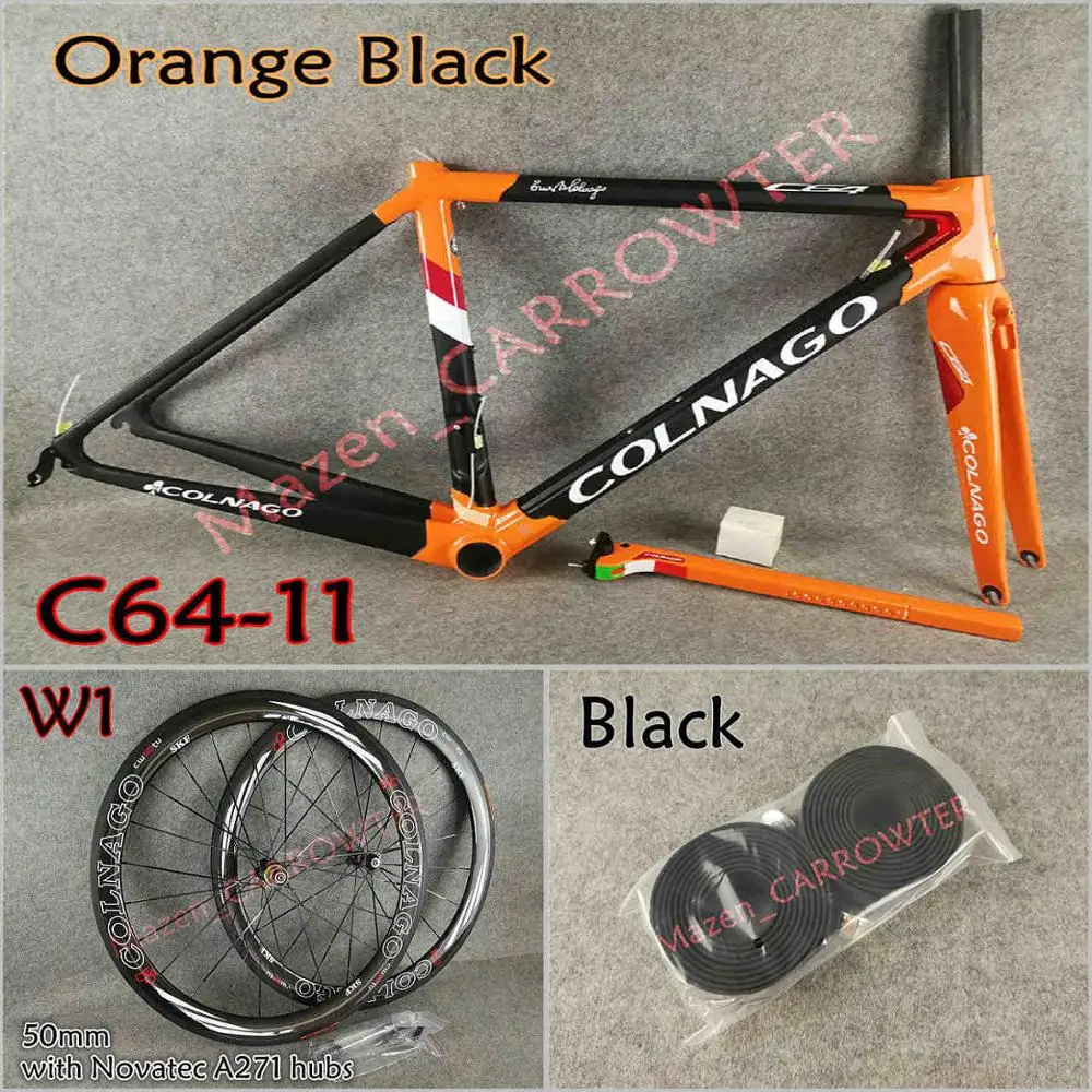 Package 1 T1100 UD МАТОВЫЕ-глянцевые оранжевые черные Colnago C64 карбоновые шоссейные рамы, седло для бутылки, клетки 50 мм карбоновые колеса UPS XDB - Цвет: Package 1
