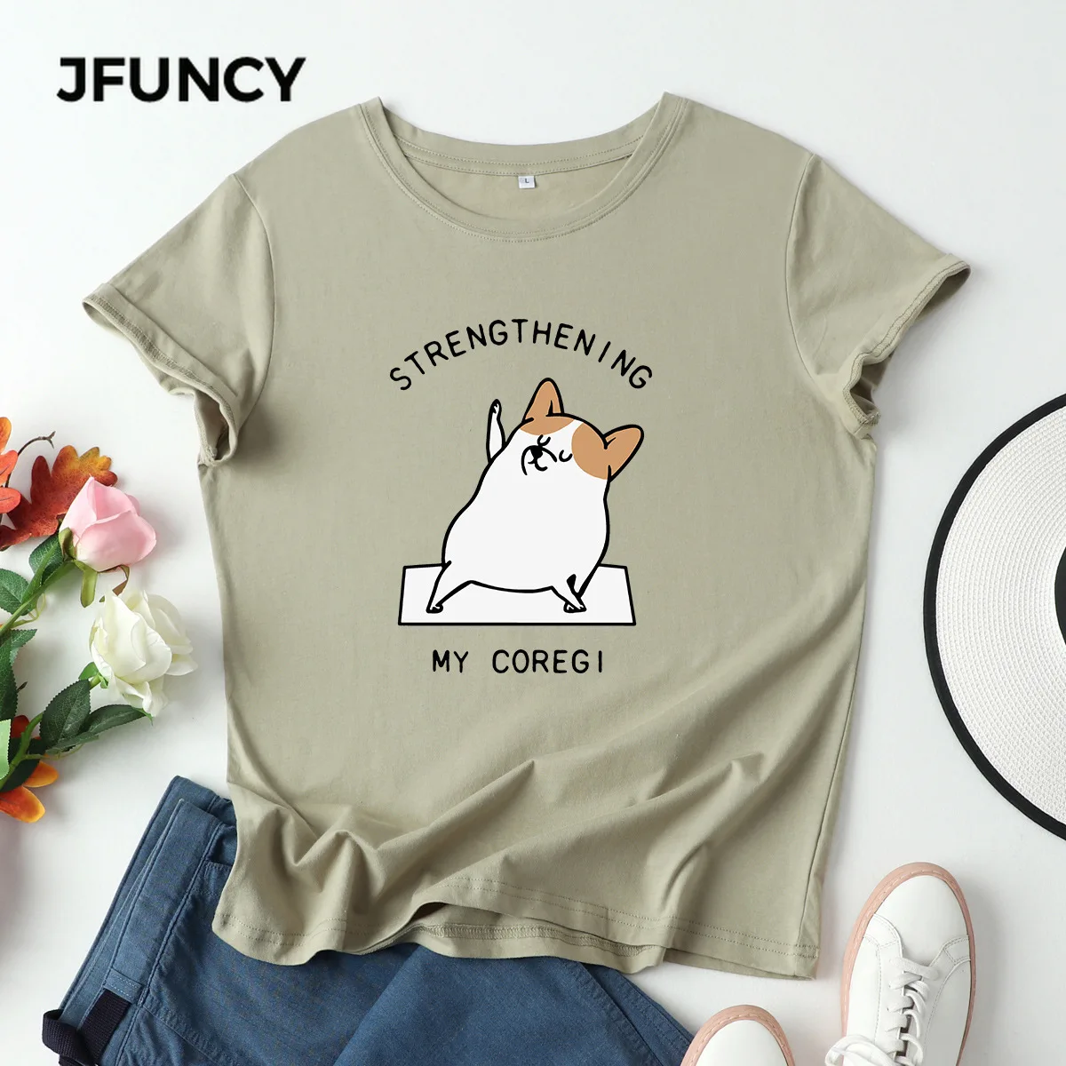 

JFUNCY женская футболка большого размера из хлопка, графическая футболка в стиле Харадзюку, милая Летняя женская футболка с принтом собаки, по...