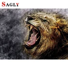 5D DIY Алмазная картина льва животное полная квадратная Алмазная картина вышивка крестиком Набор Мозаика картина украшение для дома подарок