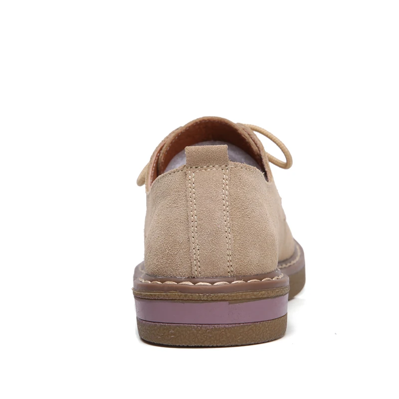 Женские замшевые туфли оксфорды из коровьей кожи на плоской подошве весенние