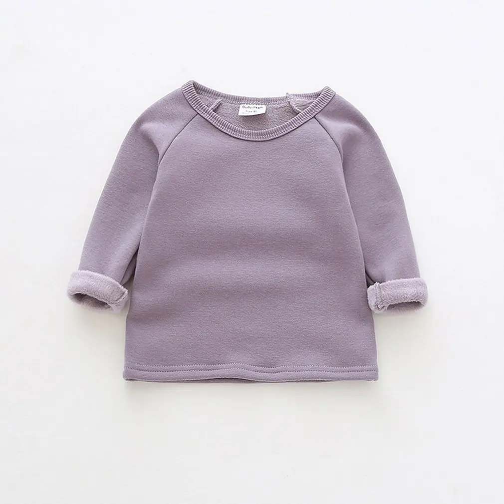 Модный дизайн теплый джемпер с круглым вырезом и бархатом для девочек Милая