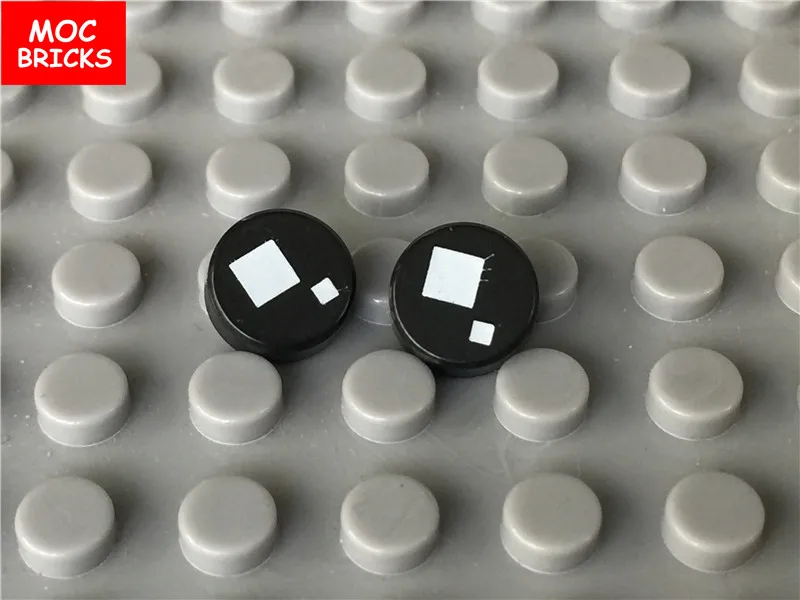 10 пар/Лот кубики MOC плитка круглая 1x1 с принтом черные глаза учеником приседание