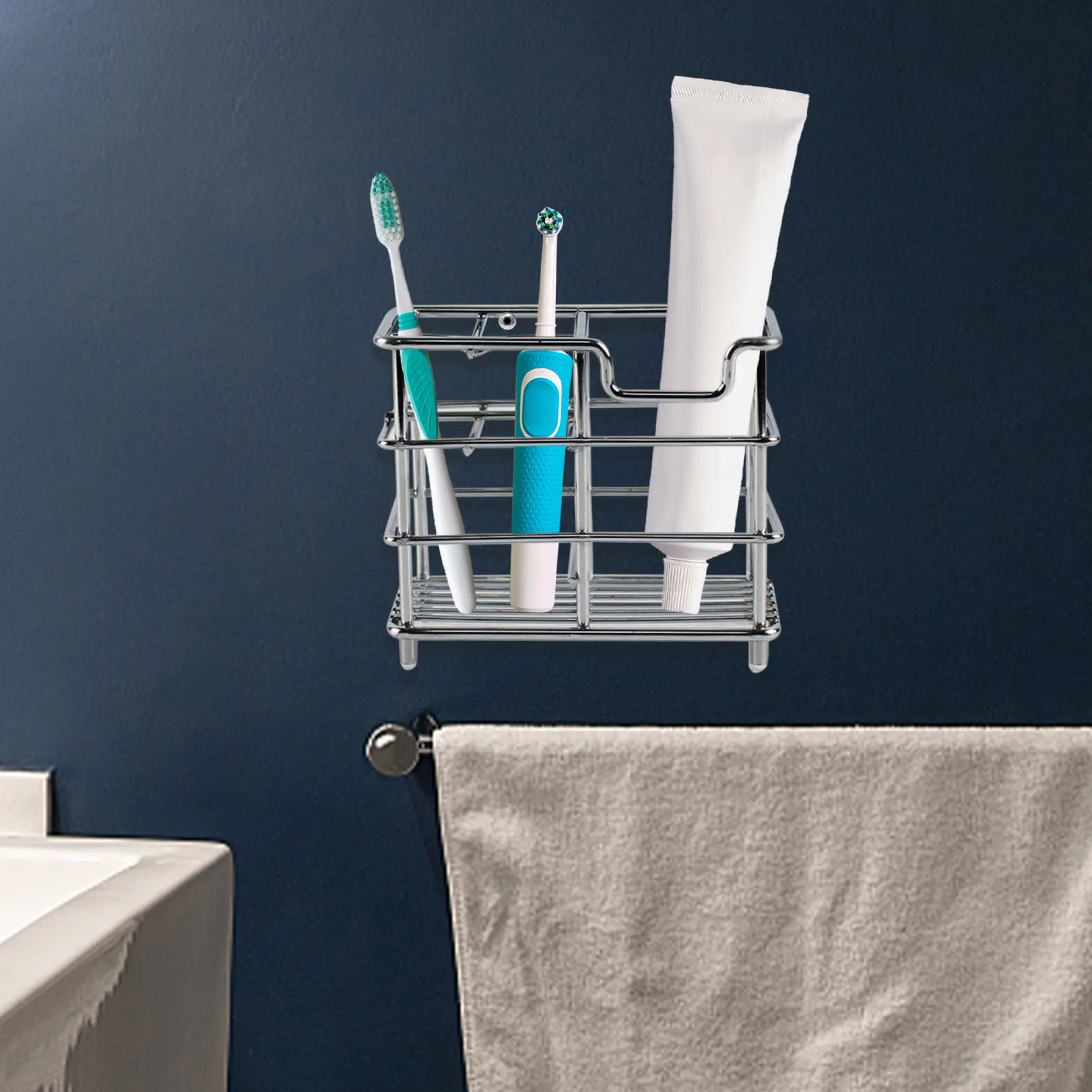 

Stainless Steel Toothbrush Holder Case Shaving Makeup Brush Toothpaste Holder Organizer Stand Bathroom Accessories