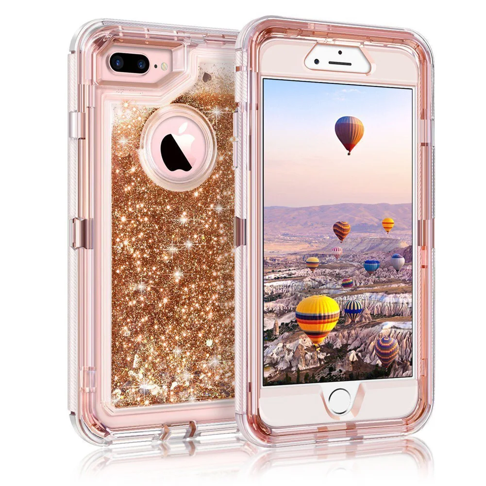Gold Гибридный 3D Блестящий Защитный чехол для iPhone 8 6 6S 7 Plus X XS Max 11 Pro Max XR Ten Dynamic Quicksand противоударный чехол для телефона s - Цвет: Gold