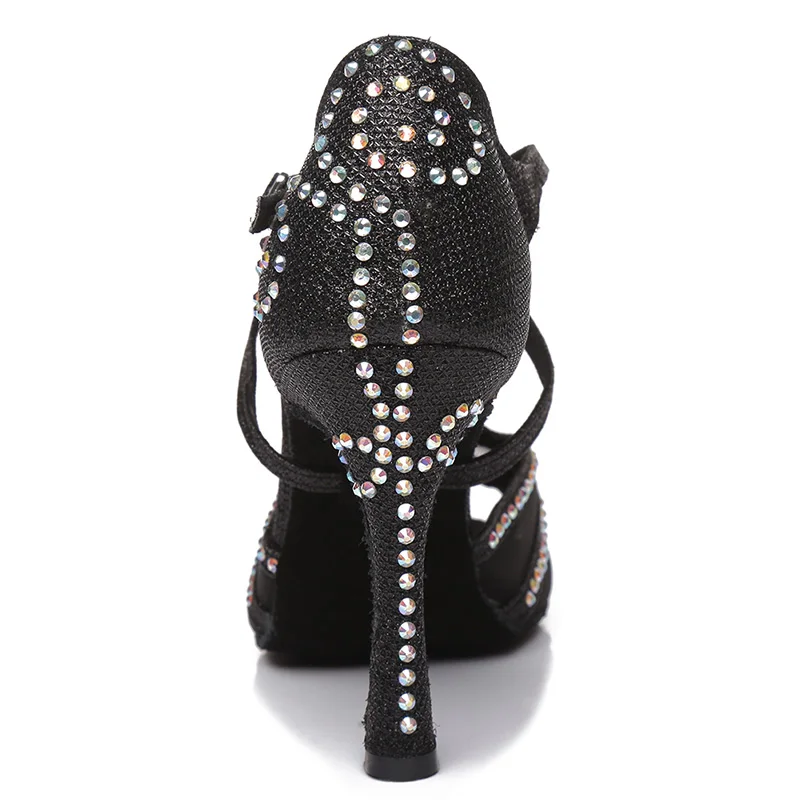 HROYL Rhinestone latin dance shoes for women/ladies soft comfortable sexy ballroom pole strip dancing shoes high heels Eu34-43