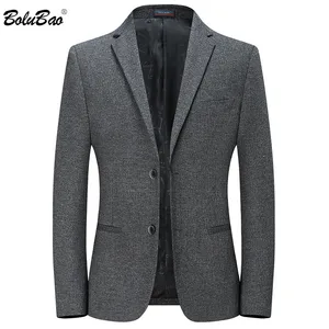 BOLUBAO новые мужские деловые повседневные блейзеры осенние мужские приталенные костюмы пальто модные брендовые мужские вязаные однотонные блейзеры пальто