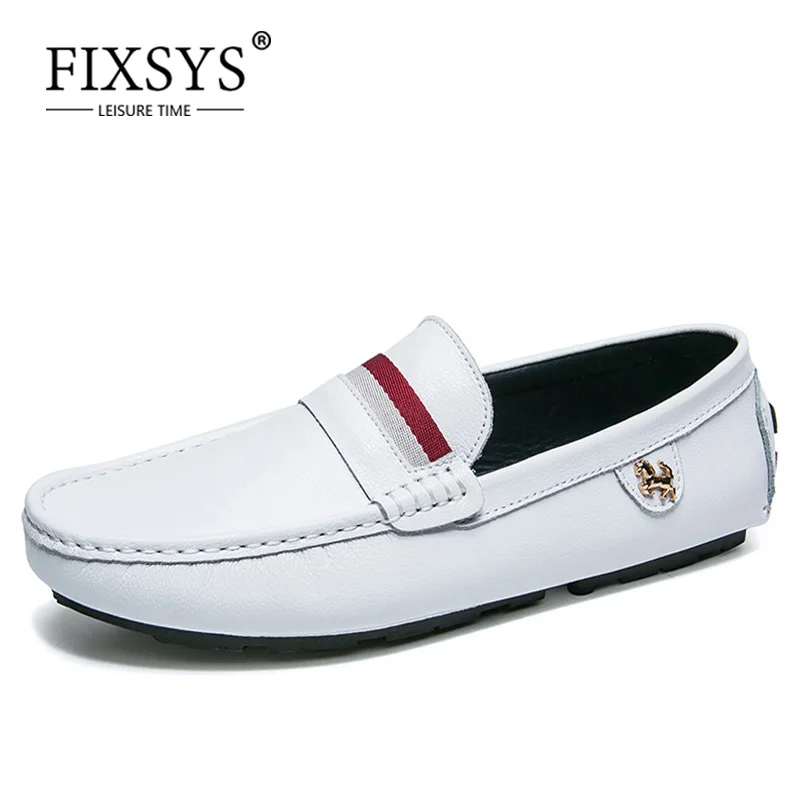 Мужские летние повседневные Лоферы FIXSYS из натуральной кожи мужские слипоны на