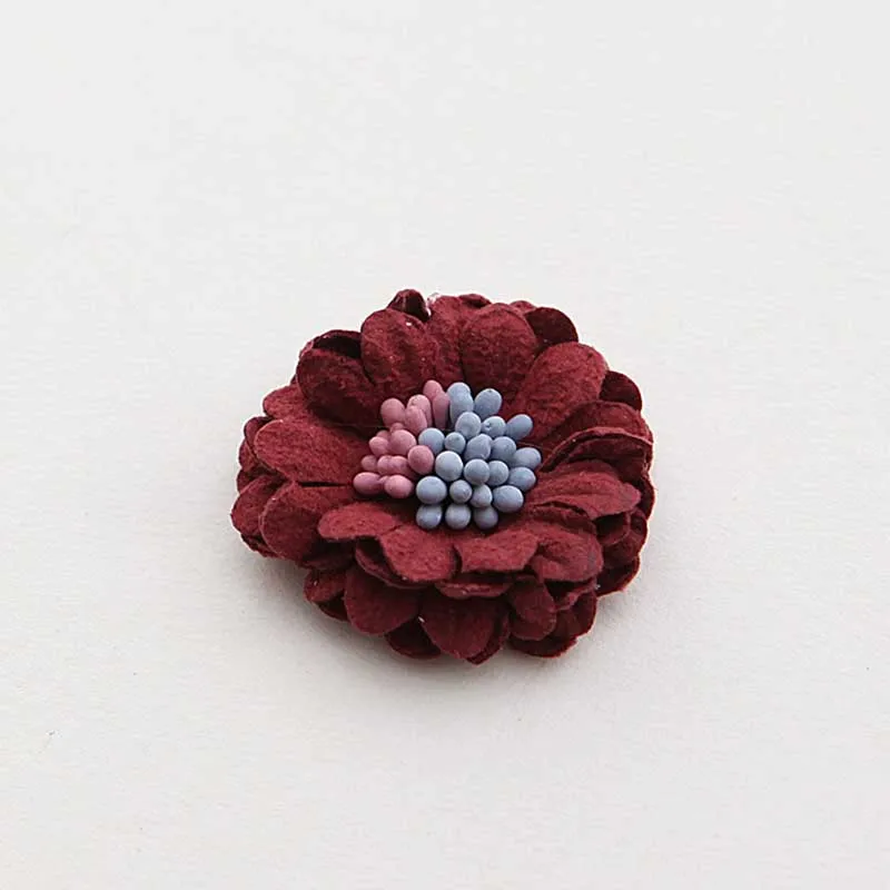wine red 3 мм Мини ткань stamen цветы для девочек Детские аксессуары для волос корсаж и лента для волос diy материал - Цвет: wine red