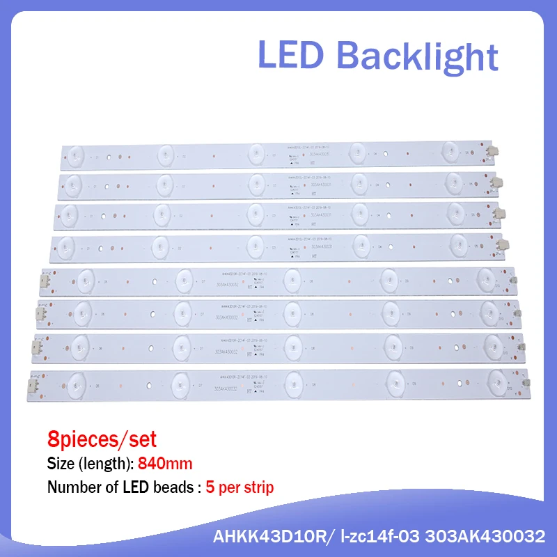 100%NEW 8Pieces/lot 5LEDS 840mm LED backlight strip for Led-43b550 LCD AHKK43D10R/ l-zc14f-03 303AK430032 | Компьютеры и офис