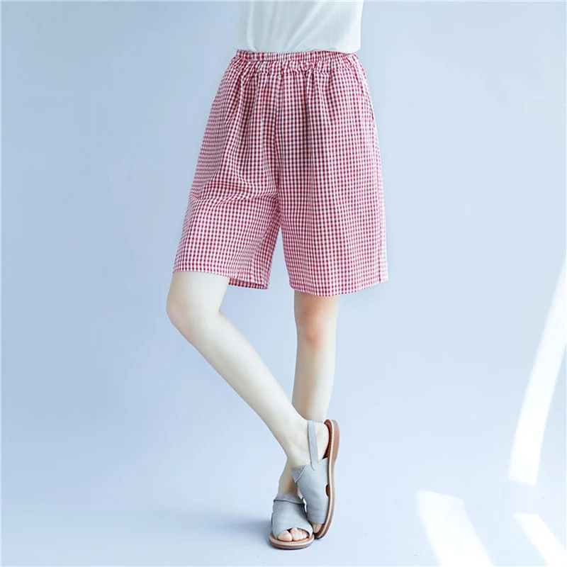 Женские пижамы 100% хлопковые шорты летние мужские и женские клетчатые брюки