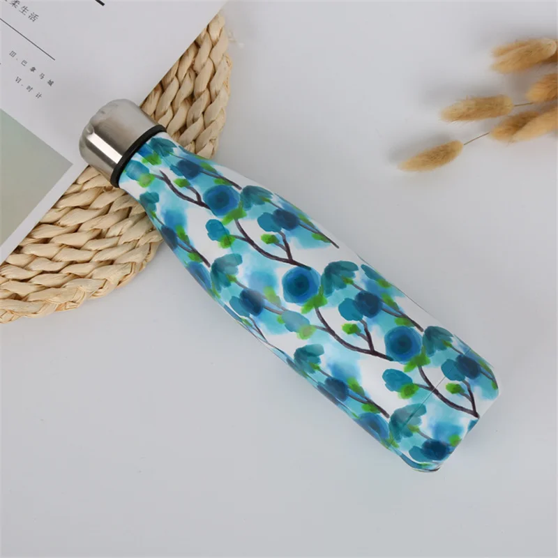 Цветочный колба термоса Мрамор бутылка для воды ком пива чашка с двойными