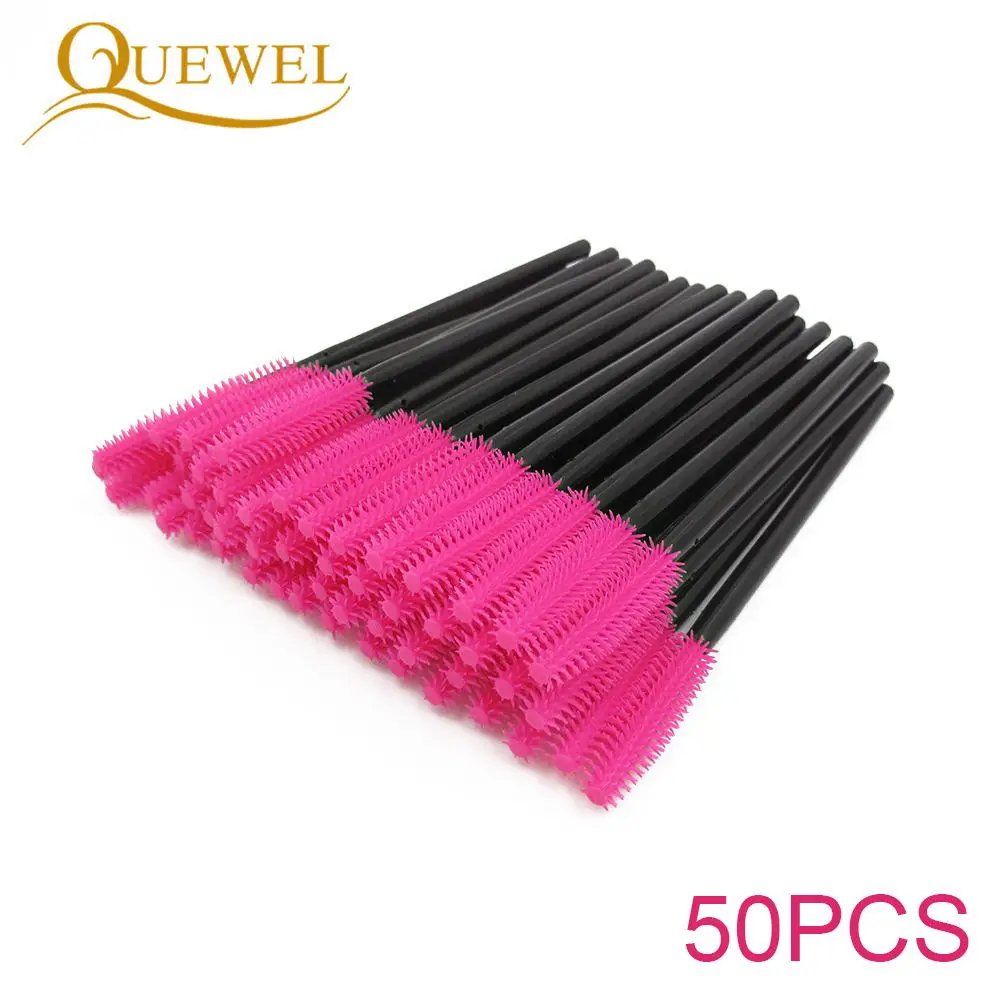 Rose Red 50 Pieces 50 шт., одноразовая щетка для ресниц, расческа, силиконовая гелевая тушь для ресниц, палочки для наращивания ресниц, профессиональный аппликатор, инструмент для макияжа глаз - Цвет: Rose Red 50 Pieces