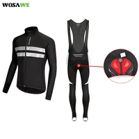wosawe unisex winter thermal fleece cycling clothes long sleeve jersey suit bib pants set mtb clothing pro team ropa ciclismo