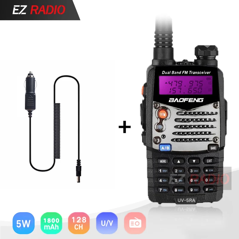B-Car Charger Портативная рация Baofeng UV-5RA портативная CB радио UV5RA 136-174 МГц и 400-520 МГц baofeng UV-5R обновление UV 5RA радиостанции UV5R - Цвет: B-Car Charger