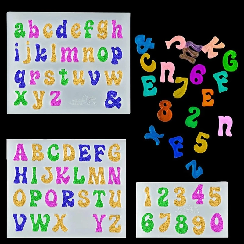 

3 Pcs/Set Mini Letters Resin Molds Small Silicone Number Alphabet Epoxy Casting Mould for DIY Crafts Keychain Pendant Earring Je