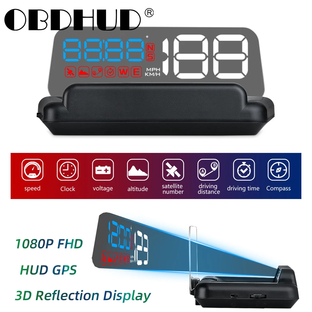 Universal T900 Mirror Car HUD Head up display GPS Speed Projector Overspeed RPM Voltage Security Alarm Driving Computer | Автомобили и
