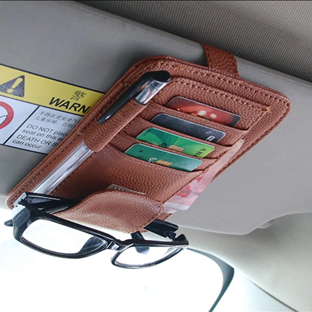 

Car Sun Visor Pocket Organizer Pouch Card Pen Glasses Storage Bag General Microfiber Leather Storage Bag Interior Accessories