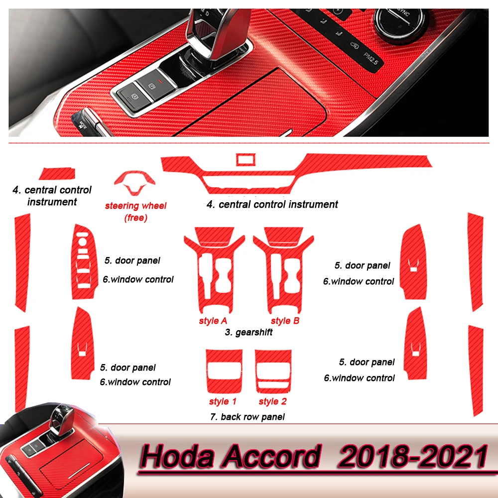 

Car-Styling 3D 5D Carbon Fiber Car Interior Center Console Color Change Molding Sticker Decals For Honda Accord 2018-2021