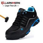 LARNMERNМужская Рабочая безопасная обувь со стальным носком, легкая дышащая противоразбивающая противопрокалывающая противостатическая Нескользящая Рабочая обувь