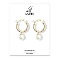 ssteel 925 sterling silver hoop earrings for women luxury accessories shell pearl earring gold earings pendientes plata jewelry