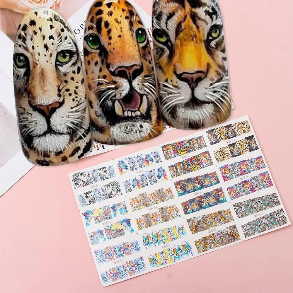 Фотообои/Декор для ногтей зимние водные переводки фотообои с леопардовым