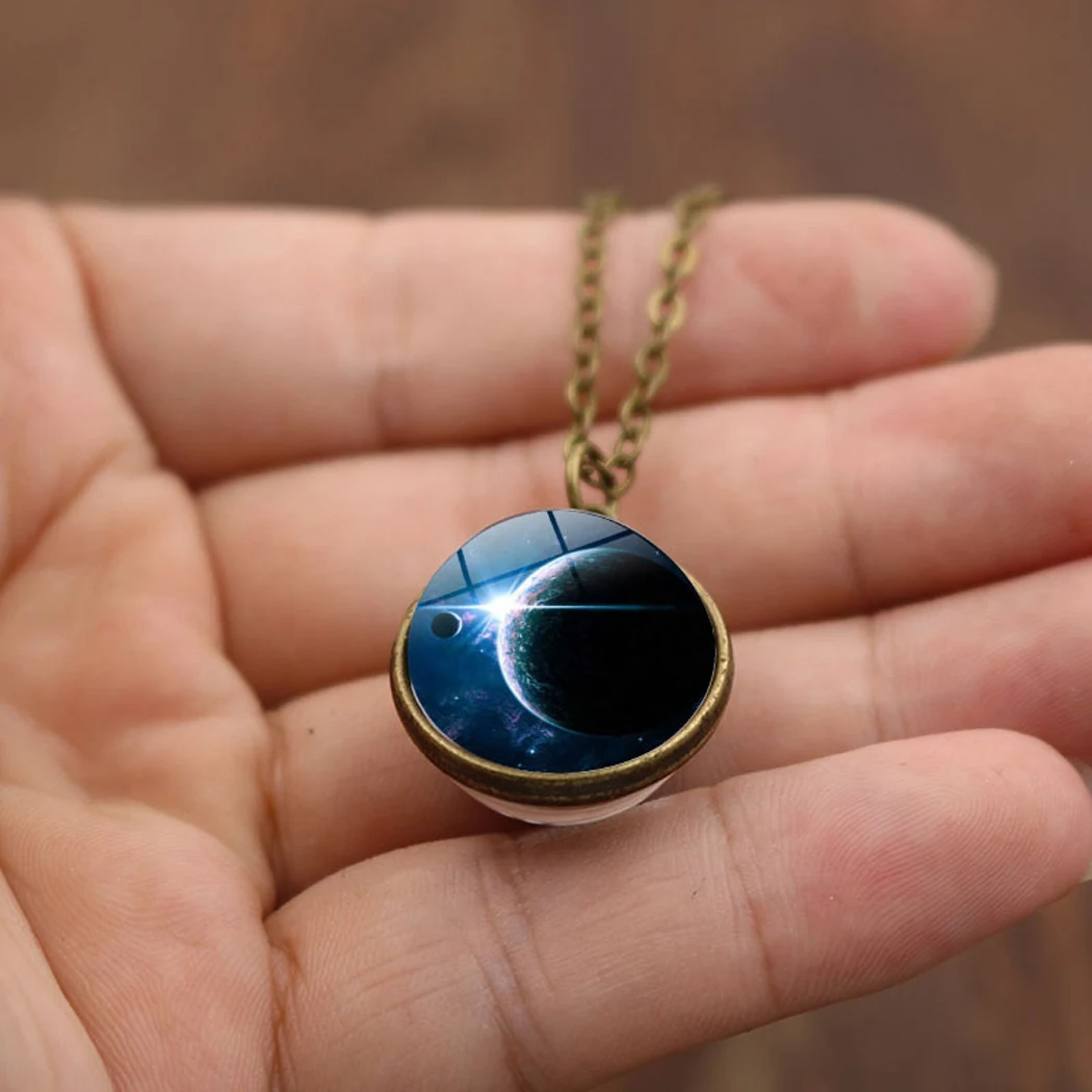

Ожерелье со стеклянным шариком Простое Ожерелье «Вселенная» планета подвеска, колье для женщин, цепочка с кулоном очарование кулон ювелирн...