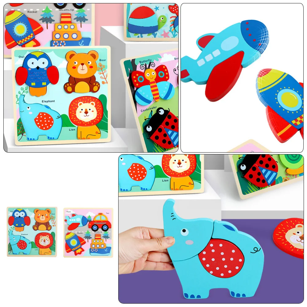 

2Pcs Durable Lightweight Interesting Funny Wooden Puzzle Jigsaw Puzzle Educational Toy for Boys Children Girls