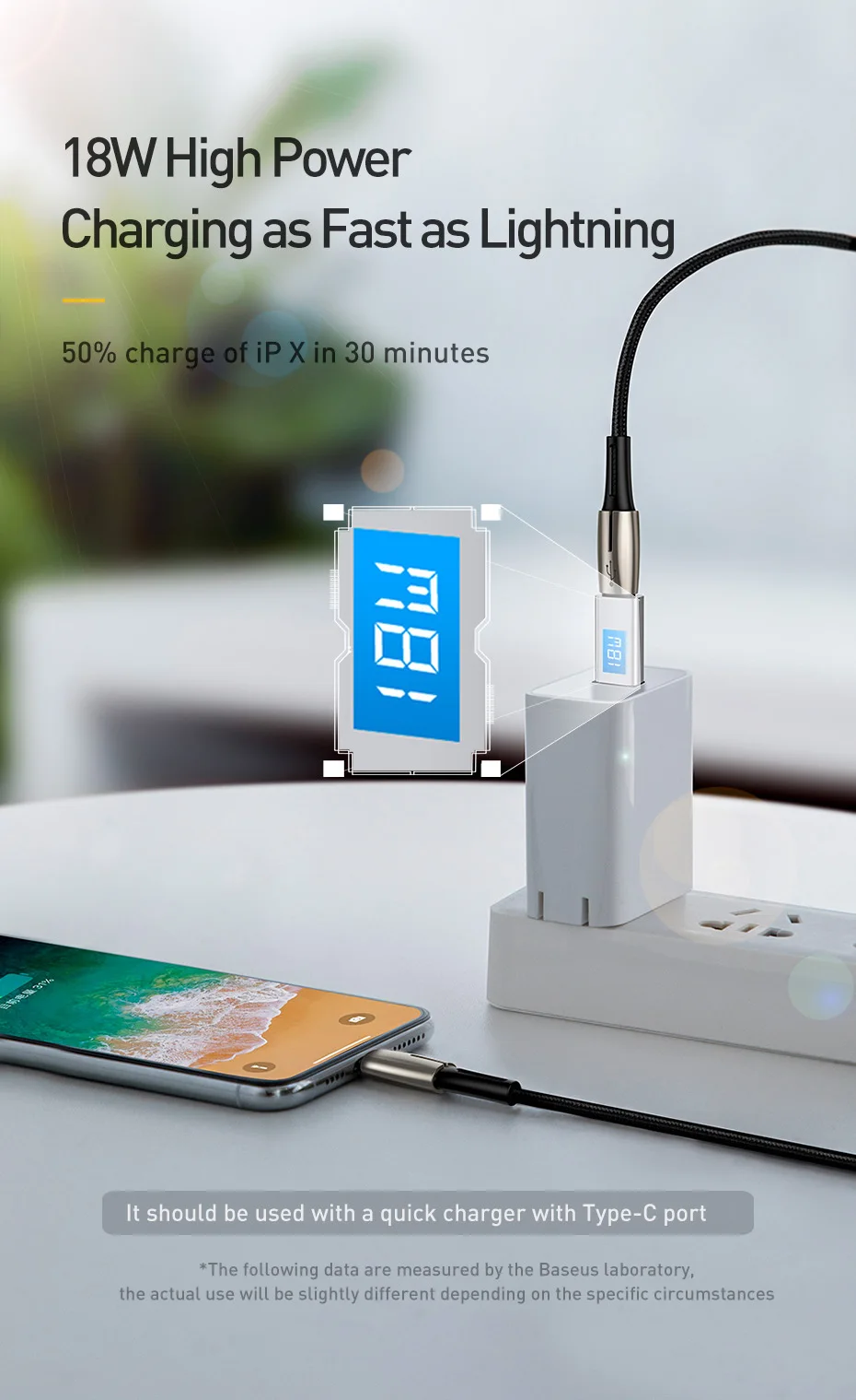 Baseus 18 Вт usb type C к usb-кабелю для iPhone XS Max XR X 8 Plus PD кабель для быстрой зарядки кабель для быстрой передачи данных кабель USB