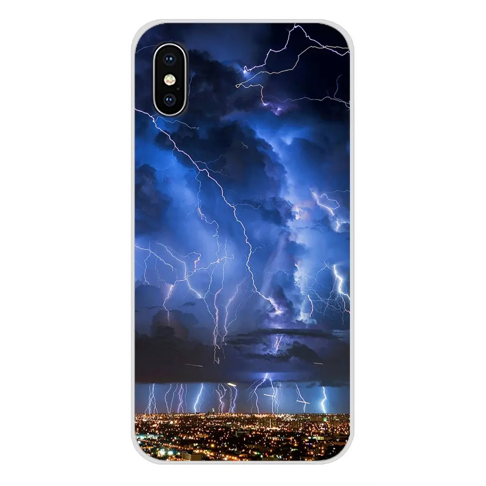 Transparent Clear TPU Case For Sony Xperia Z Z1 Z2 Z3 Z5 compact M2 M4 M5 C4 E3 T3 XA Huawei Mate 7 8 Y3II Thunder Storm Pattern | Мобильные