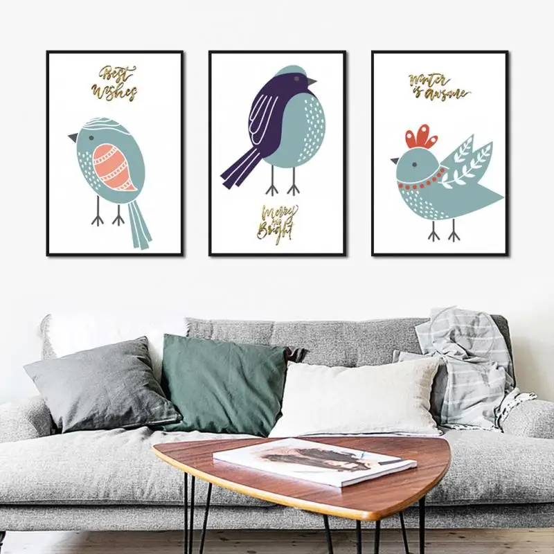 

Nordic Style Modern Creative Cute Cartoon Animal Bird Children's Room Bedroom Creative Decorative Painting