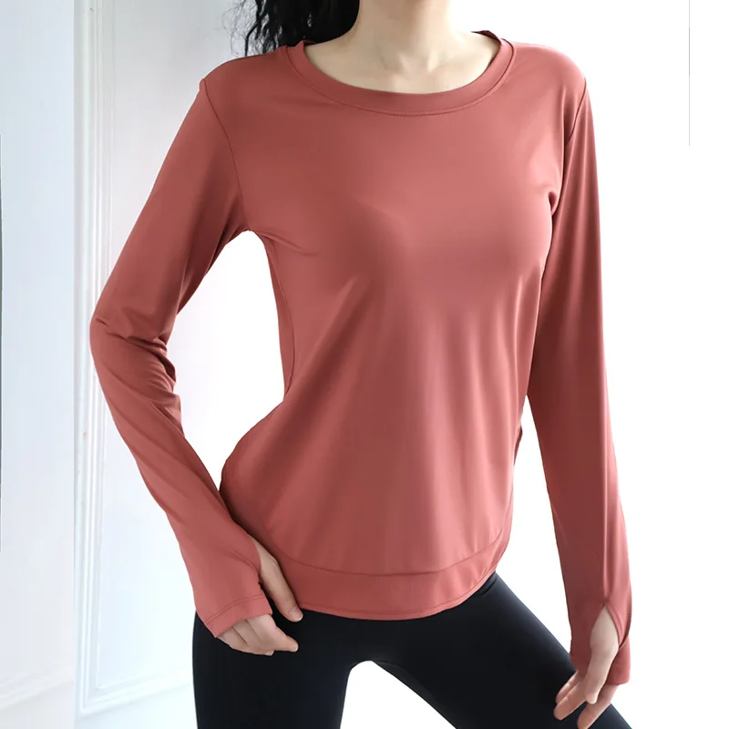 Женские топы Спортивные Свободные Джерси Mujer Dri Fit, тренировочные рубашки с круглым вырезом и длинным рукавом для занятий йогой, женская футболка для тренировок