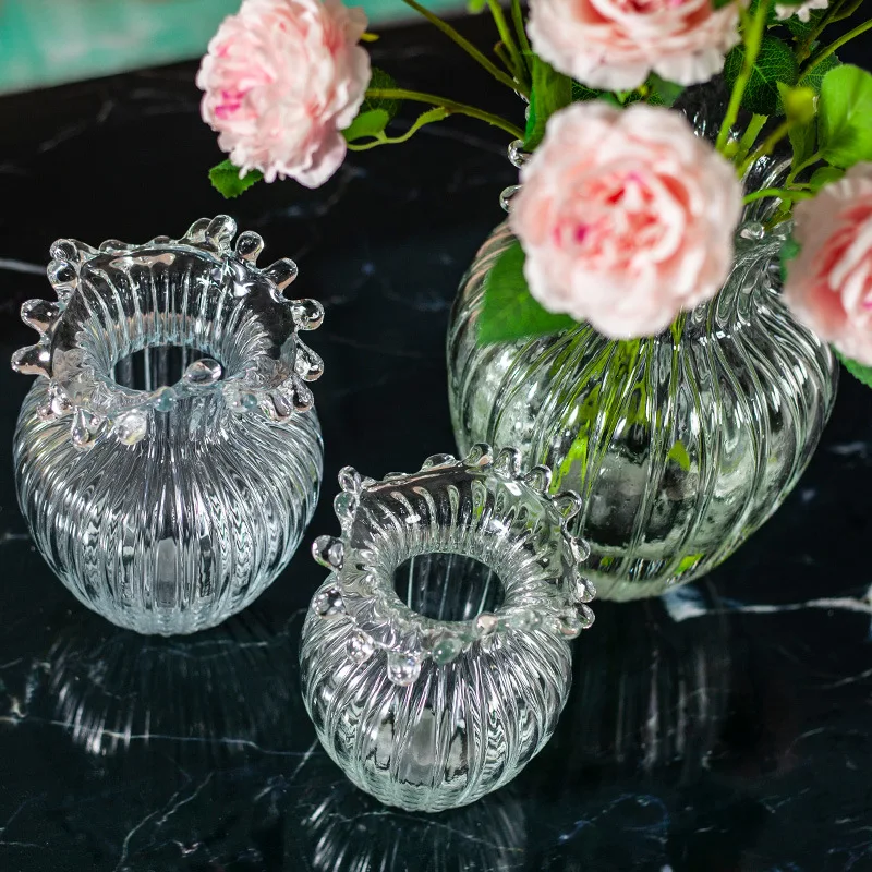 

European Style Creative Flower vase Ornaments Living Room Nordic Simple Glass Transparent Flower Vase Home Decoration