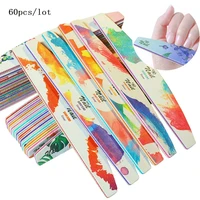 60pc 100180 nail file nail double sided sanding strip washable half moon sandpaper nail buffing professional manicure tools set
