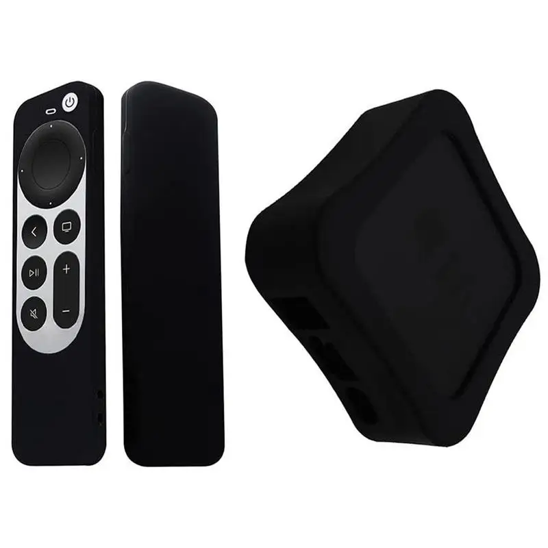 

For Apple TV Set Top Box Covers For Apple TV 2021 Remote Control Protective Case Silicone Case Set Shockproof Non-Slip Sleeve