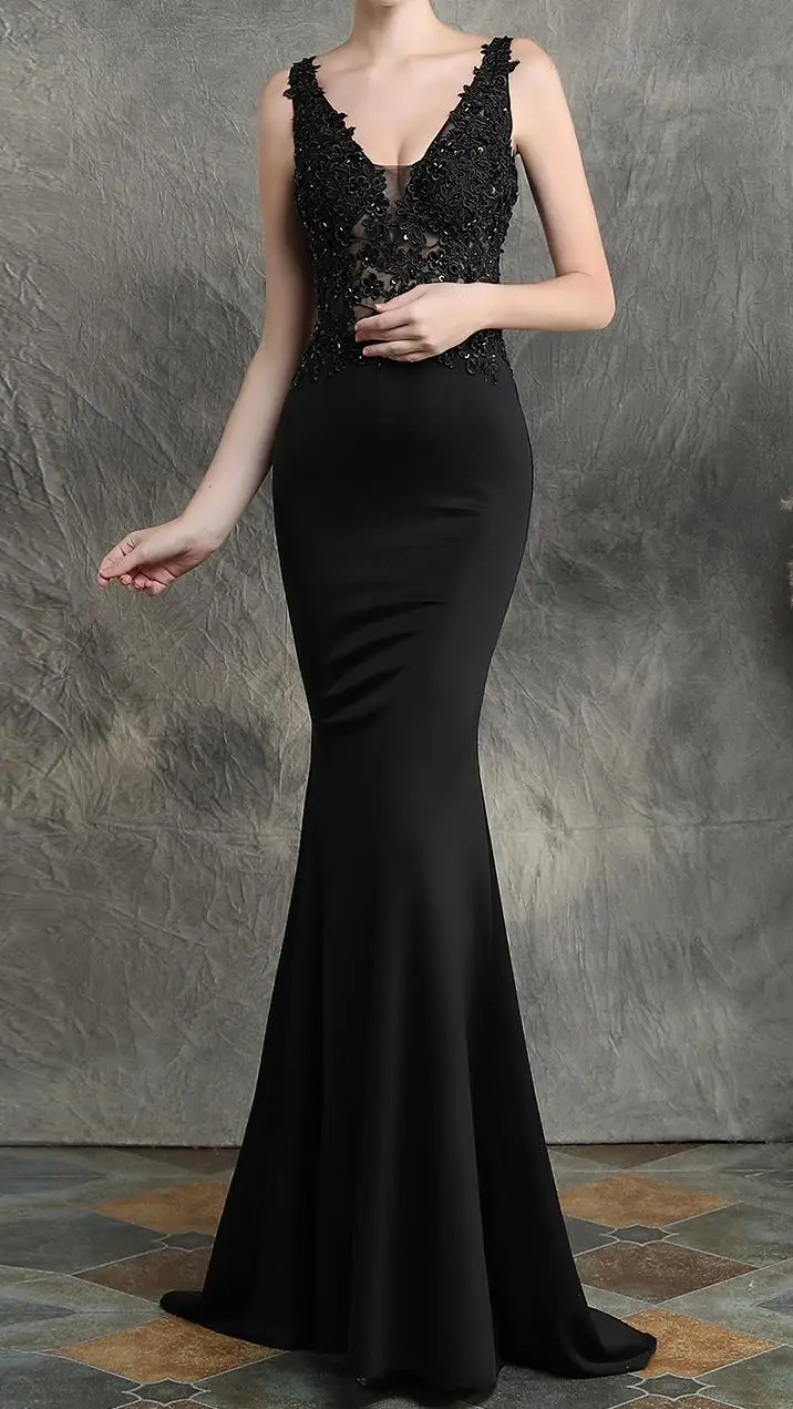 Lanon, Украина, Zanzea, предложение, майка, Vestido, Longo, летнее платье, ручная работа, аппликация, расшитая бисером, сексуальное, длинное, для банкета, винного цвета, с хвостом - Цвет: Black