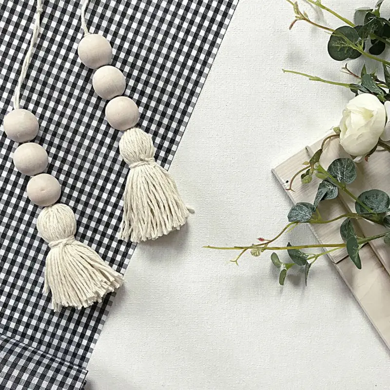 2 шт Tassle Farmhouse бусины из натурального дерева гирлянда для детской комнаты декор