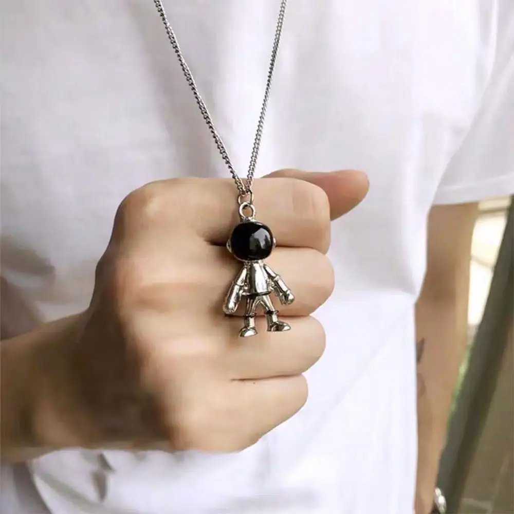 Модное Позолоченное серебряное ожерелье с мультяшным астронавтом для женщин и